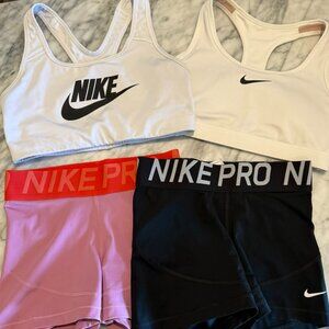 Nike Pro Bundle – 2 Sports Bras + 2 Compression Shorts (All Size Small)